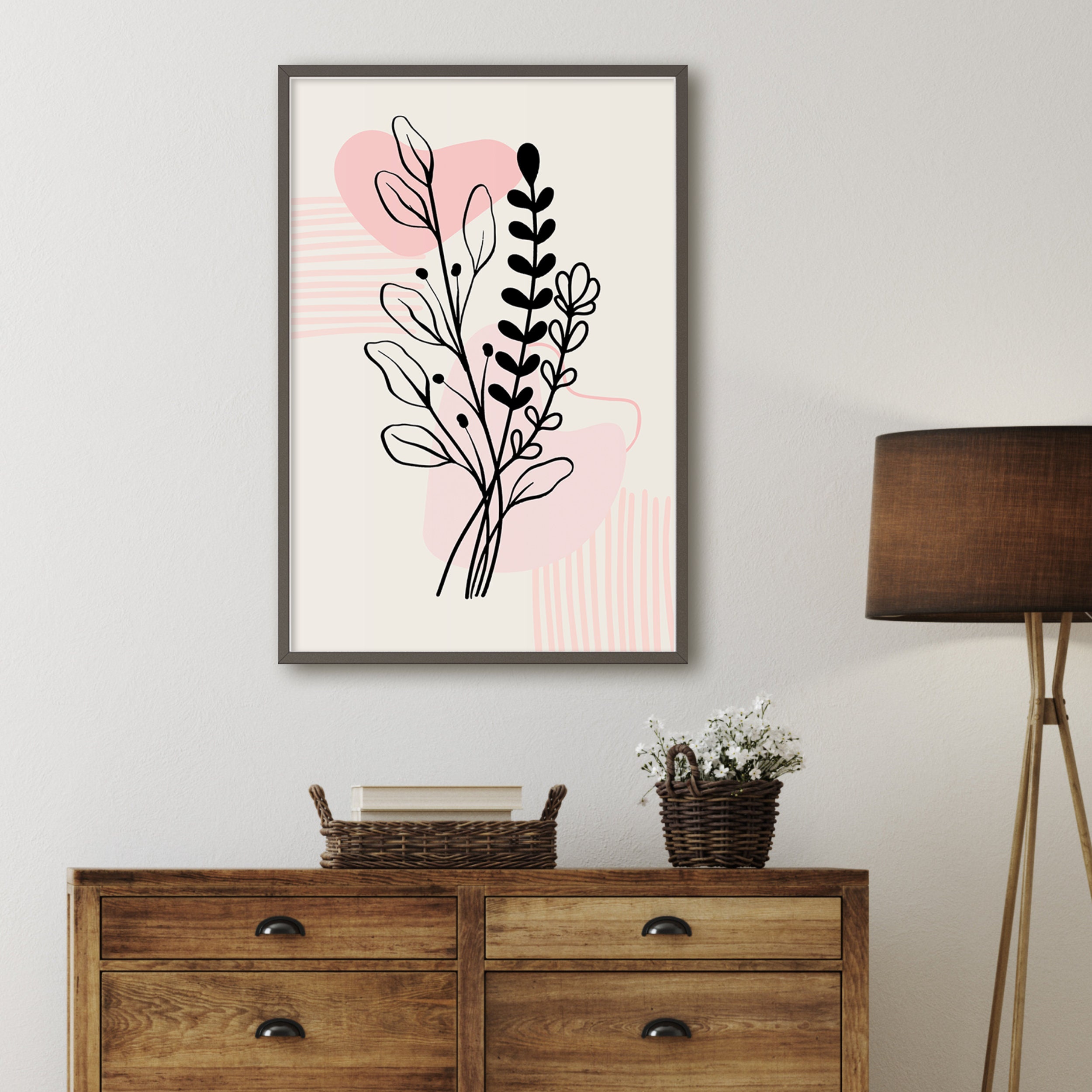 Blush Pink Botanical Print | Pink Wall Art | Pink Floral Wall Art ...