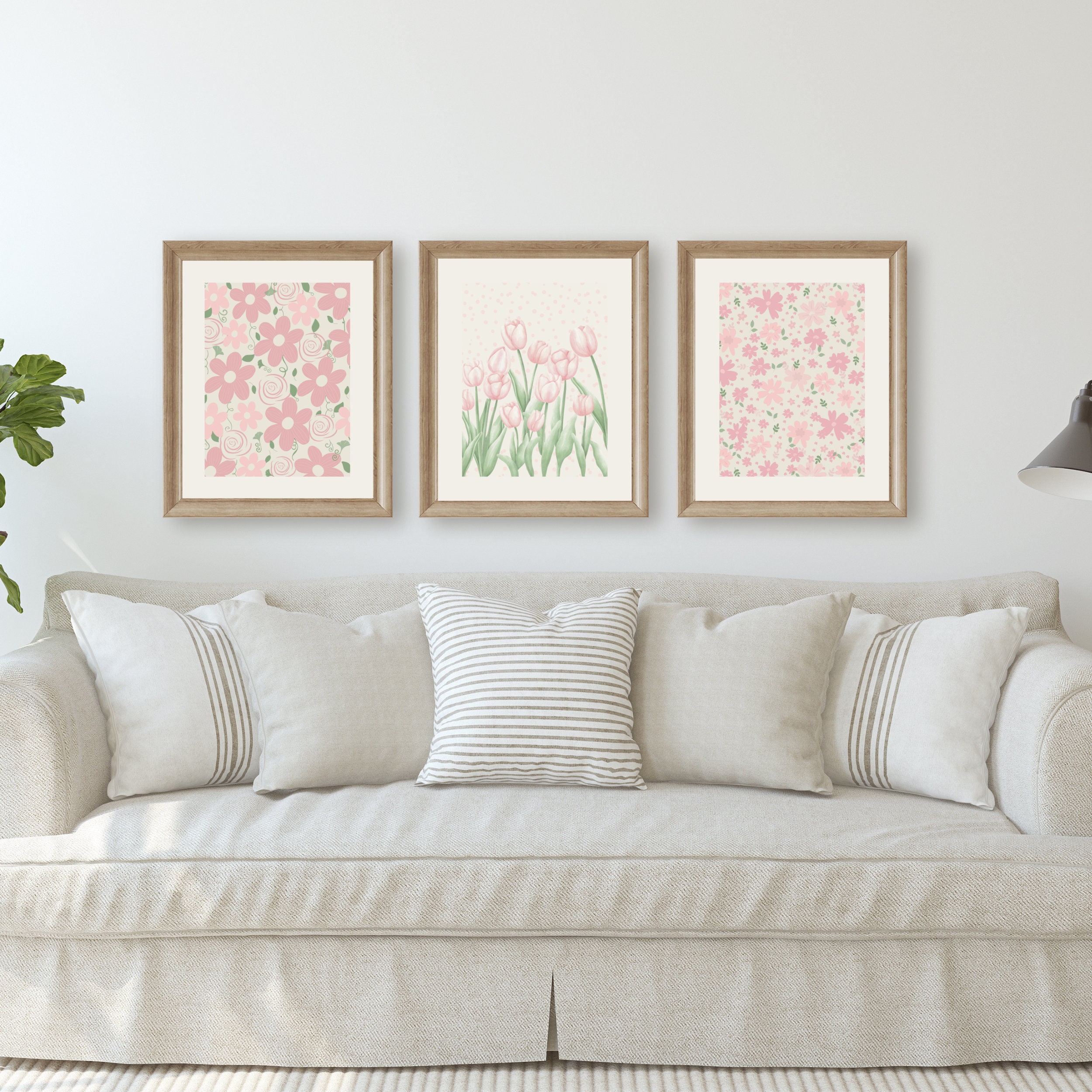 Pink Tulip Floral Wall Art Printable Wall Art Pastel Prints Pink Flower ...