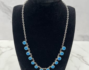 Carol Dauplaise Blue Stone 16" Necklace and Stud Earring Set