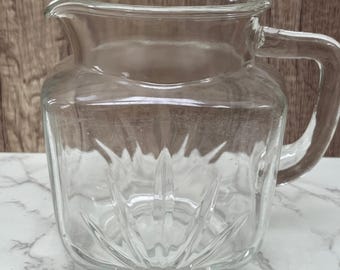 Vintage Federal Glass Starburst Sunburst Square Pitcher Mid-Century Modern 1950's