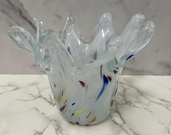 Tammaro Murano Art Glass Vase Bowl Trinket Dish Votive Candle Holder Planter Multi-Color