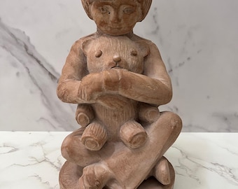 Vintage First Friend Boy With Teddy Bear Statue Sculpture 1982 Austin Productions (Canada) Limited