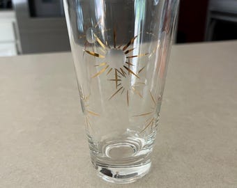 Vintage Atomic Starburst Sputnik MCM Highball Glass with Gold Rays