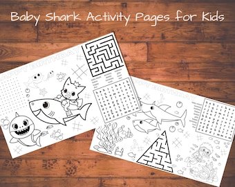 Baby Shark Activity Sheets, Baby Shark Coloring Pages, Baby Shark Placemats, Editable Baby Shark Activity Pages, Baby Shark Paper Activities