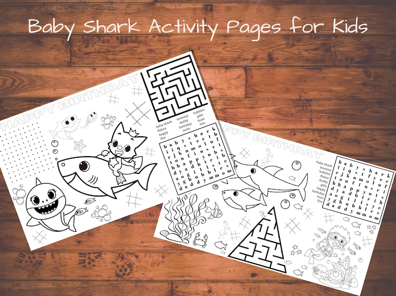 Baby Shark Activity Sheets, Baby Shark Coloring Pages, Baby Shark