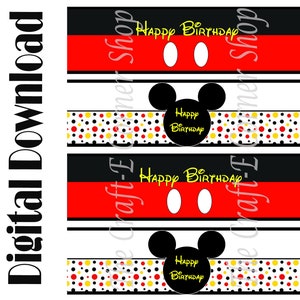 Mouse Water Bottle Labels, Mouse Drink Labels, Mouse 1st Birthday Drink Labels, Mouse Birthday Party Drink Label