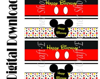 Mouse Water Bottle Labels, Mouse Drink Labels, Mouse 1st Birthday Drink Labels, Mouse Birthday Party Drink Label