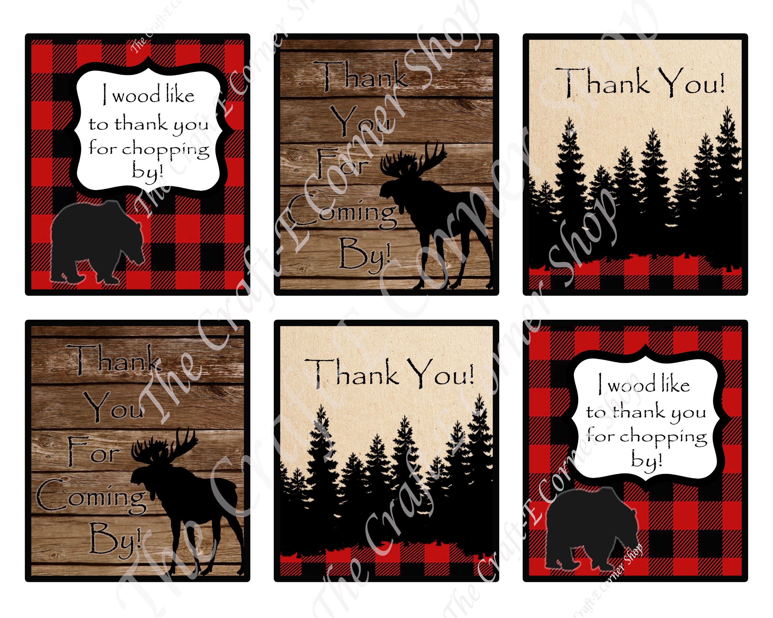 Lumberjack Thank You Cards,lumberjack Thank You Tags, Lumberjack Party ...