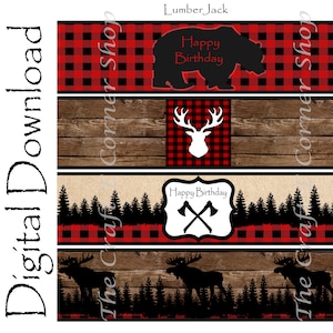 Lumberjack Drink Labels, Lumberjack Water Bottle Labels, Lumberjack Printable Labels,Lumberjack Printable Wrap Labels,Lumberjack Wrap Labels