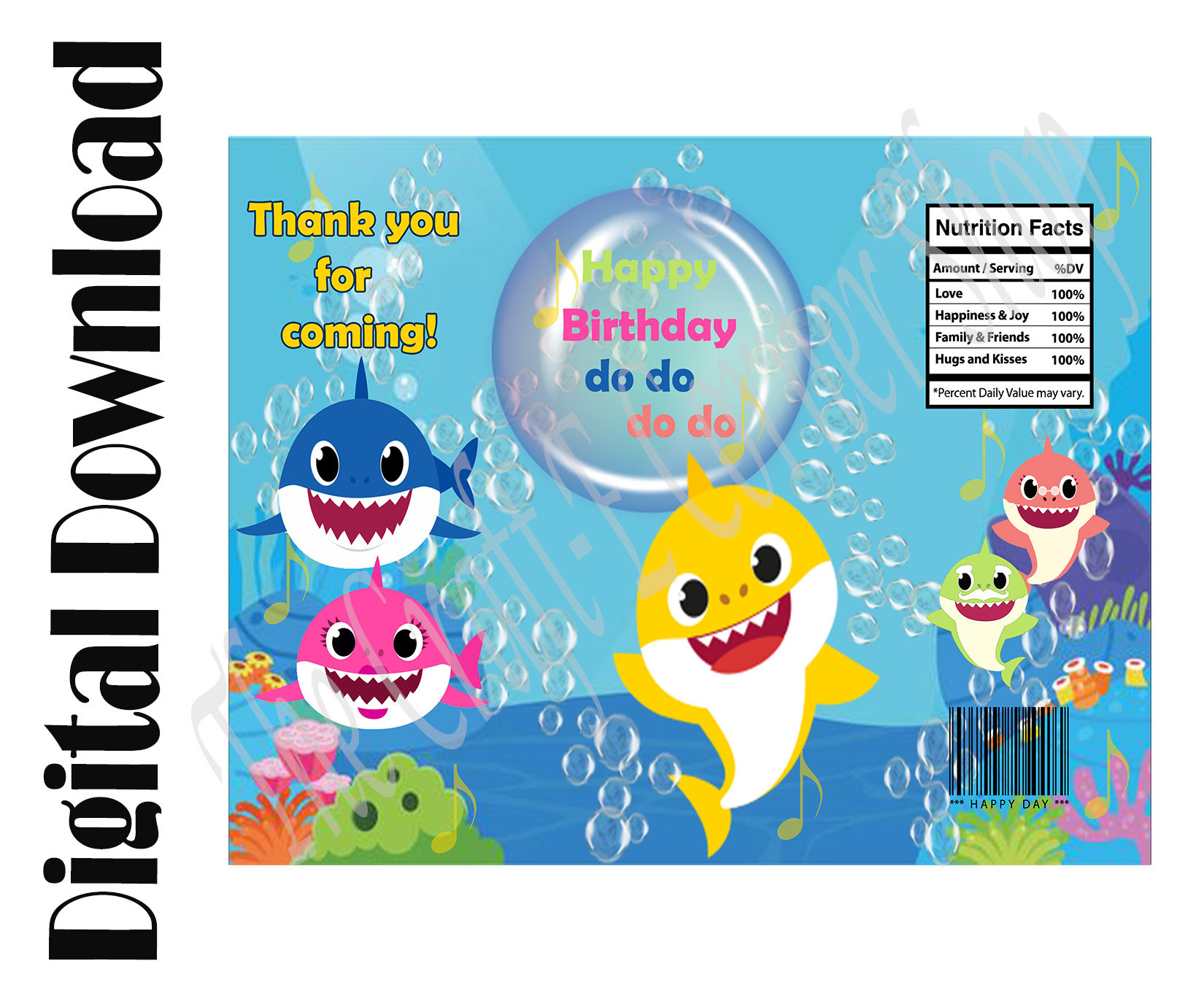 Editable Baby Shark Chip Bags, Baby Shark Favor Bags, Printable Baby ...