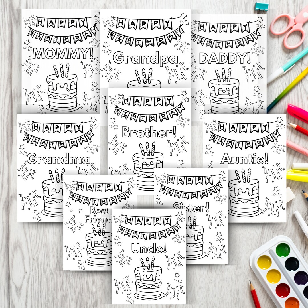 Birthday Coloring Pages - Etsy