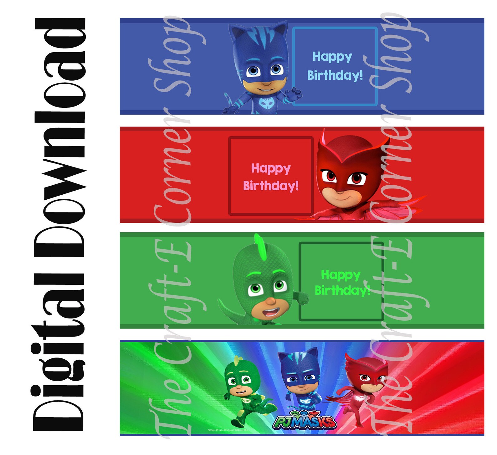 Editable PJ Masks Water Bottle Labels PJ Masks Wrap Labels - Etsy