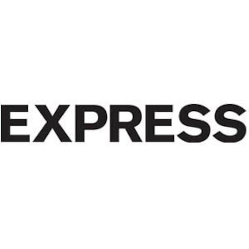 May include: The word "EXPRESS" is displayed in bold, black capital letters against a white backdrop. The font is a sans-serif style, with each letter clearly defined and spaced.