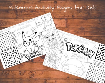 Pokemon Activity Pages, Pokemon Activity, Pokemon Coloring Pages, Pokemon Party Favors, Pokemon Activity Placemat, Pokemon Birthday