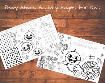 Baby Shark Activity Sheets, Baby Shark Coloring Pages, Baby Shark Placemats, Editable Baby Shark Activity Pages
