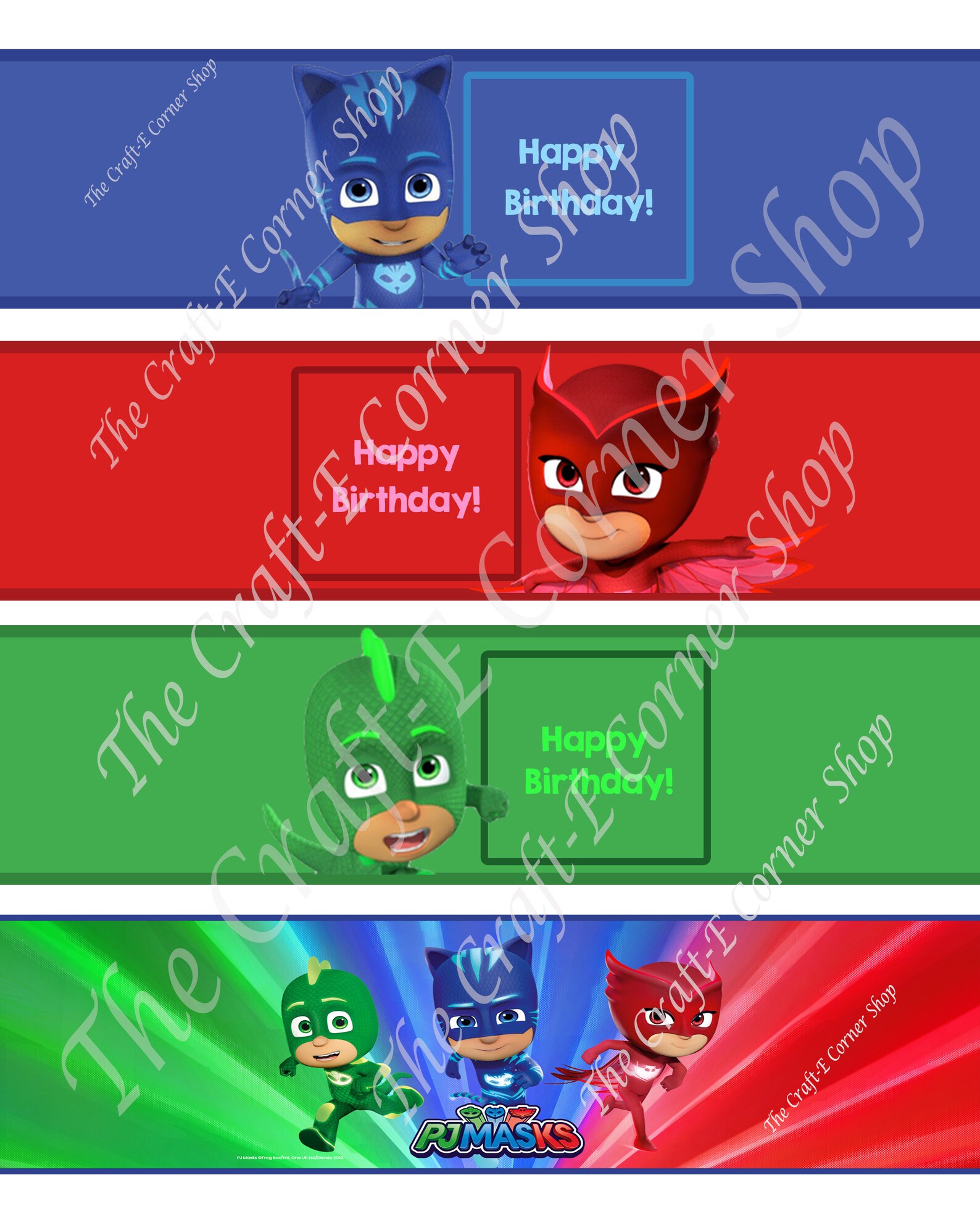 Editable PJ Masks Water Bottle Labels PJ Masks Wrap Labels Etsy