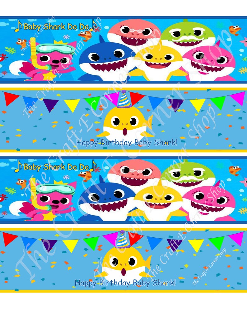 Editable Baby Shark Water Bottle Labels, Baby Shark Wrap Labels, Baby ...