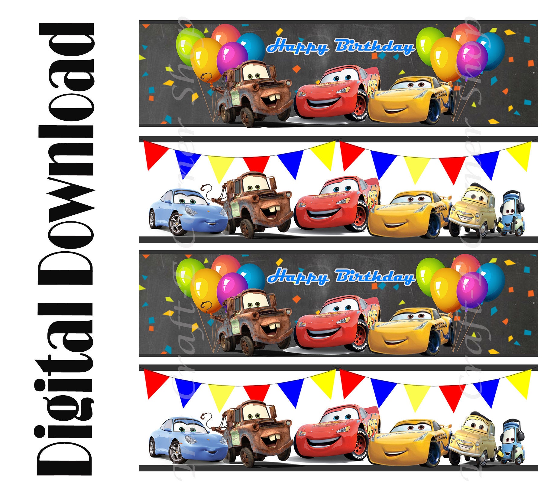 cars drink wrap label lightning mcqueen wrap label water etsy israel