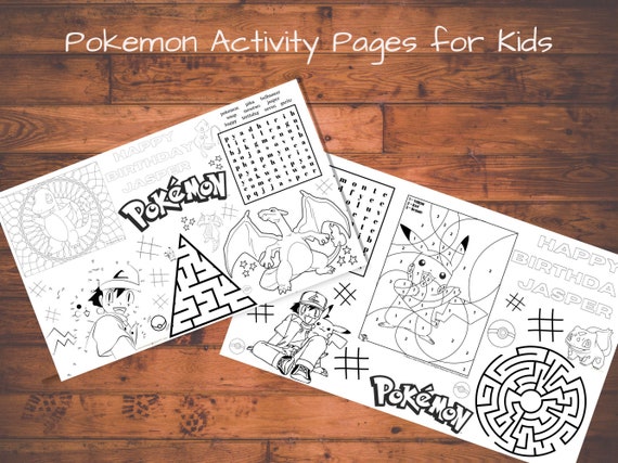 Pokemon Activity Pages, Pokemon Activity, Pokemon Coloring Pages, Pokemon Party Favors, Pokemon Activity Placemat, Pokemon Birthday Party