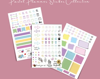 190 Planner Stickers, 3 Planner Sticker Sheets, Pastel Planner Stickers, Pastel Sticker Sheets, Planner Stickers, General Planner Stickers