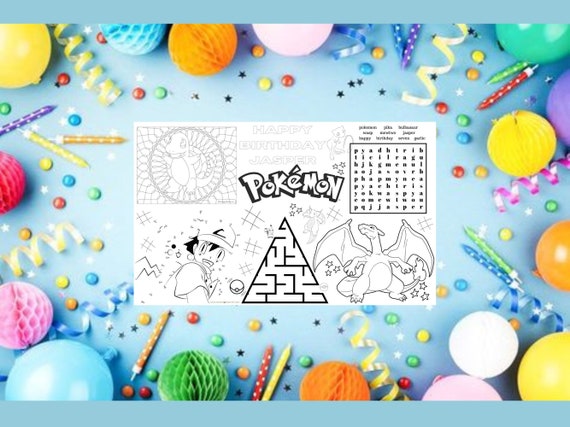 Pokemon Activity Pages, Pokemon Activity, Pokemon Coloring Pages, Pokemon  Party Favors, Pokemon Activity Placemat, Pokemon Birthday Party 