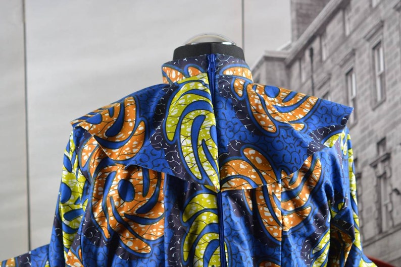High Neck Midi Dress with Ankara Print