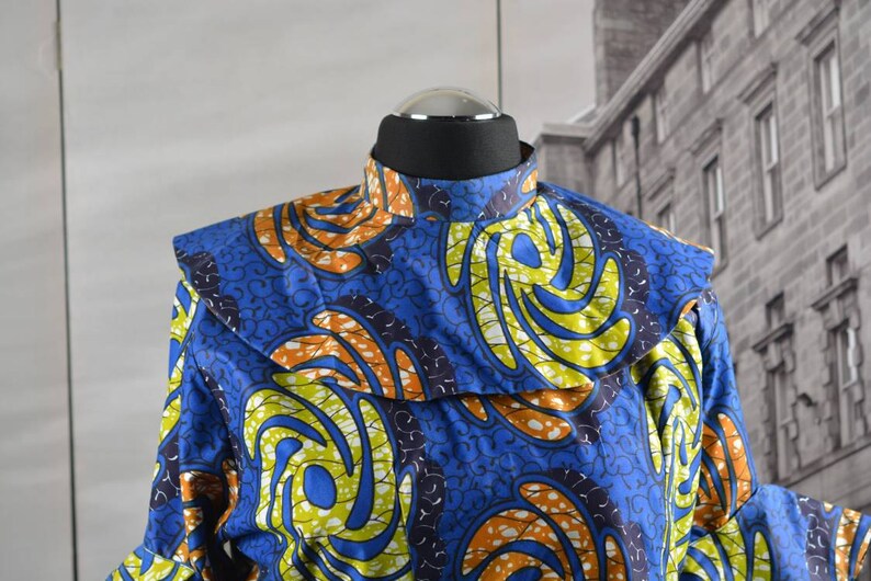 High Neck Midi Dress with Ankara Print