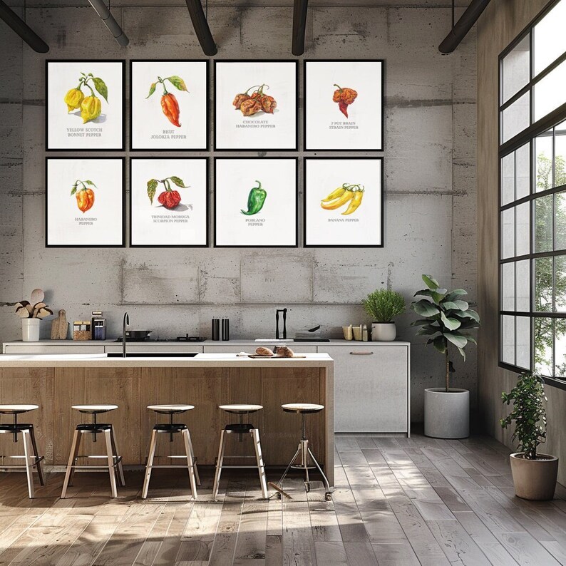 Watercolor, Poster, Chili Peppers, Interior, Design, Kitchen, Spices ...