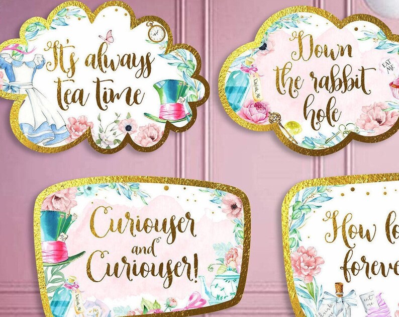 ALICE IN WONDERLAND Birthday Party Signs Alice in Onederland Backdrop Motivation es Alice Posters Wall Alice Wonderland