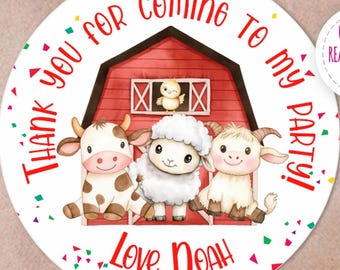 Bauernhof Aufkleber • Barnyard Tiere Party Geschenkanhänger (PDF-Muster)