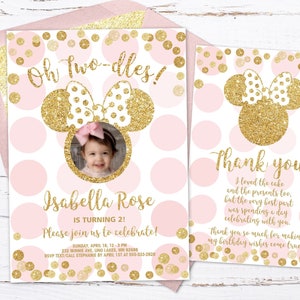 Minnie Mouse Oh Two-dles Invitation, Minnie Mouse Oh Twodles Birthday Invitation, 2nd Birthday Girl, Twodler Invite, Second Birthday Invite