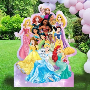 PRINCESAS DISNEY Cenário recorte grande decoração TODAS as Princesas foto adereço stand up board decoração de aniversário digital para impressão