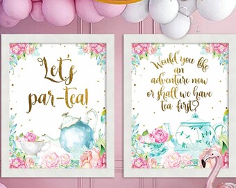 ALICE IN WONDERLAND Wall Sign, Alice in Onederland, Birthday Alice in Wonderland Tea Poster, Tea Party decoration, par-tea