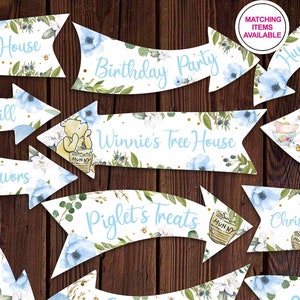 WINNIE THE POOH Birthday Party Signs Arrows, Winnie Pooh Decor, Boy Birthday Wall Decor, Printable Signs Instant Download