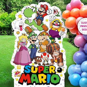 Fondo de fotografía de SUPER MARIO, gran decoración para fiesta de cumpleaños, cartel de Mario y Luigi, imprimible digitalmente