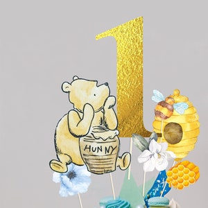 WINNIE THE POOH Birthday Cake Centerpieces, Winnie Party Cake Toppers, Pooh Photo Props, 1st birthday boy
