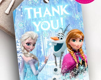 Frozen Thank You Tags | Elsa, Anna Birthday Party Favors (Digital Download)