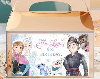 Etiqueta para caja de dulces de cumpleaños de Frozen / Recuerdo de fiesta personalizado (descarga digital)