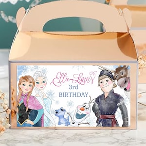 Etichetta adesiva per scatola di caramelle FROZEN, etichetta per bottiglia d'acqua Frozen Elsa e Anna, etichetta stampabile personalizzata per decorazione festa Frozen