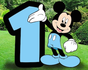 Tło Myszki Miki | Spersonalizowany rekwizyt do zdjęć | Wycinana dekoracja na przyjęcie urodzinowe | Do druku cyfrowego