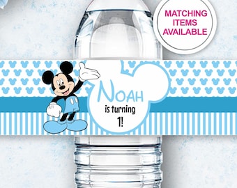 Custom Mickey Mouse Birthday Bottle Label (Digital)