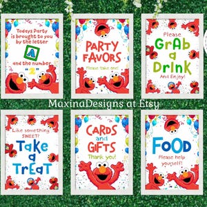 ELMO FIRST BIRTHDAY Bundle Zeichen Wand Tisch Dekor Sesamstraße Geburtstag Party Poster, Instant Download