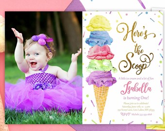 Eis 1. Geburtstagseinladung, Mädchen-Geburtstagsparty (Digital Printable)