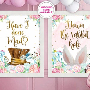 Alice in Wonderland Party Signs Bundle | Printable Posters Quotes | Wonderland Birthday, Baby Bridal Shower Decor | Instant Download