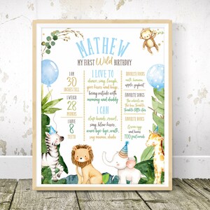 Safari Milestone Poster, Jungle Milestone Board, Poster Chalkboard Sign, Safari Animals Birthday Sign, 1st Birthday Boy, Wild one boy