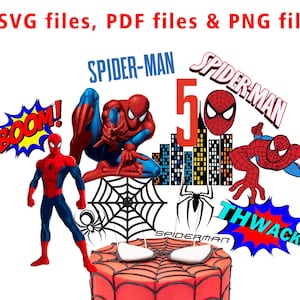 SPIDERMAN SVG PNG Cake Centerpieces Pdf Toppers Clipart Birthday party decor decoration, Digital instant download
