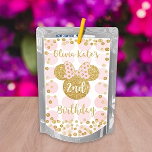 Etiqueta Capri Sun da MINNIE MOUSE para festa de aniversário, etiqueta para sachê de suco com adesivo Capri Sun da Minnie Mouse, PDF editável para impressão, download instantâneo
