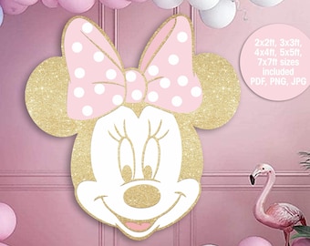 Décoration de fête d'anniversaire MINNIE MOUSE, vinyle mural imprimable Minnie Mouse, sticker mural Minnie Mouse, décoration de toile de fond d'anniversaire