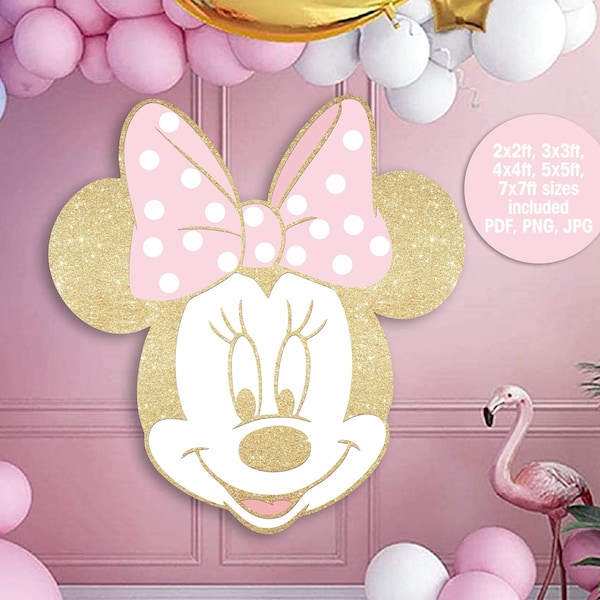 Décoration de fête d'anniversaire MINNIE MOUSE, vinyle mural imprimable Minnie Mouse, sticker mural Minnie Mouse, décoration de toile de fond d'anniversaire