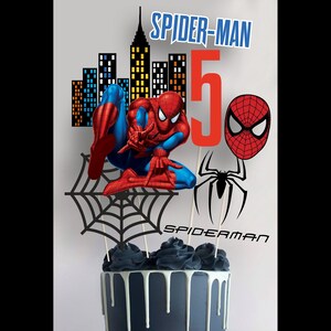 SPIDERMAN SVG CUMPLEAÑOS Pastel Centros de Mesa Toppers, Spiderman Photo Props Spider-man, Descarga instantánea digital Imprimible, Archivos Svg Pdf Png imagen 6